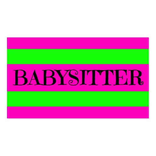 Babysitter Neon Green and Hot Pink Business Card Templates