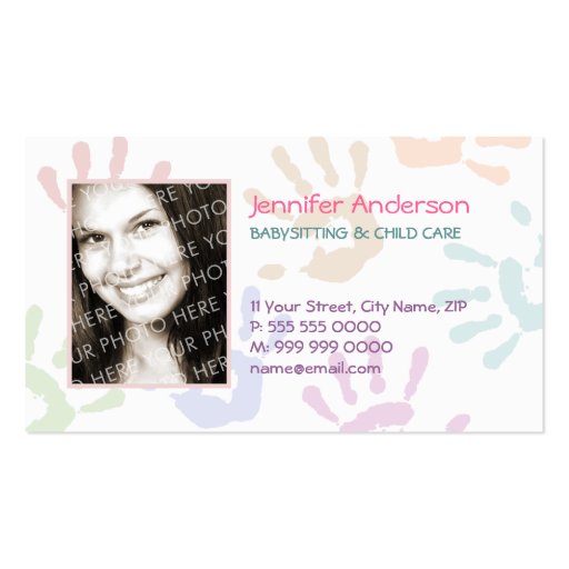 Babysitter personalized business card (front side)