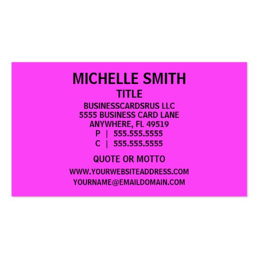 Babysitter Pink Damask Business Card (back side)