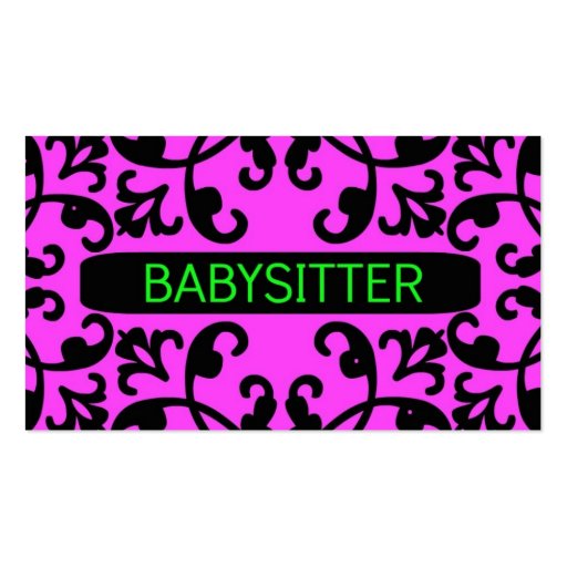 Babysitter Pink Damask Business Card