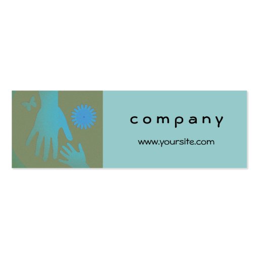 Babysitter Turquoise and Tan Hands Business Card Template (front side)