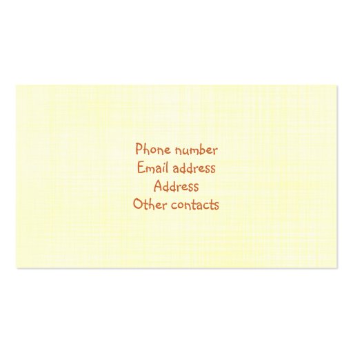 Babysitting & Child Care Yellow Business Card (back side)