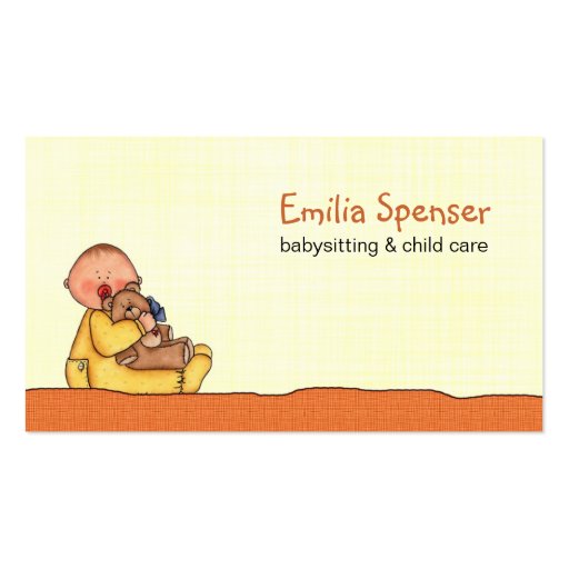 Babysitting & Child Care Yellow Business Card (front side)