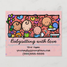 Babysitting day care child care promo glossy 4x5 personalized flyer