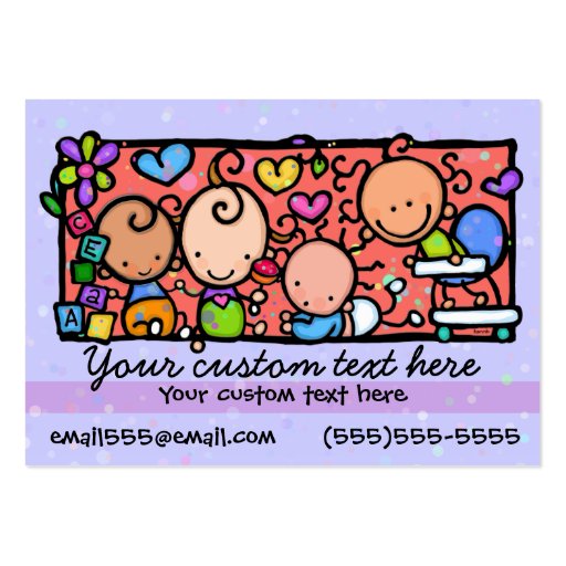 Babysitting Day care. Child care.Purple. Business Cards