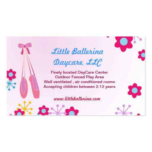 Babysitting daycare child care Mommy calling card Business Card Templates (back side)