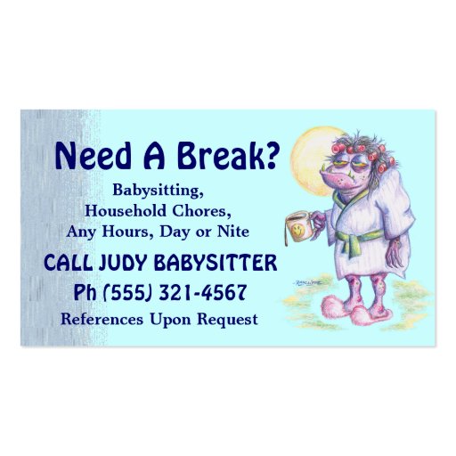 Babysitting Or Household Chores Business Card Template (front side)