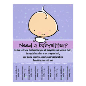 Babysitting promotional tear sheet flyer