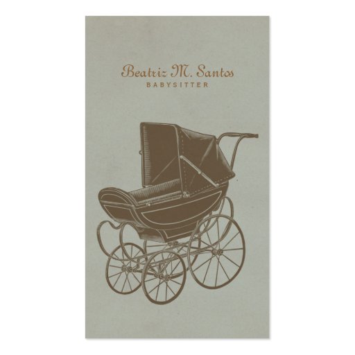 Babysitting Vintage Baby Carriage Simple Modern Business Card Template (front side)