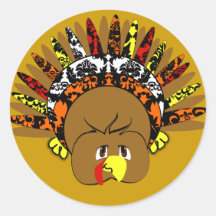 babyturkeycolorsdamaskcircles round sticker