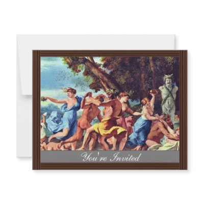 Bacchanal Before A Statue Of Pan By Poussin Nicola Custom Invitations by Artcollection