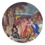 Bacchus And Ceres With Nymphs And Satyrs By Bourdo Round Sticker