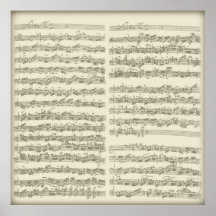 Bach 2nd Cello Suite, Several Manuscript Pages Print