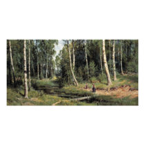 Bach In The Birch Forest By Schischkin Iwan Iwanow Picture Card