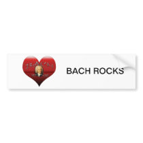 BACH ROCKS I LOVE BACH HEART BUMPER STICKERS