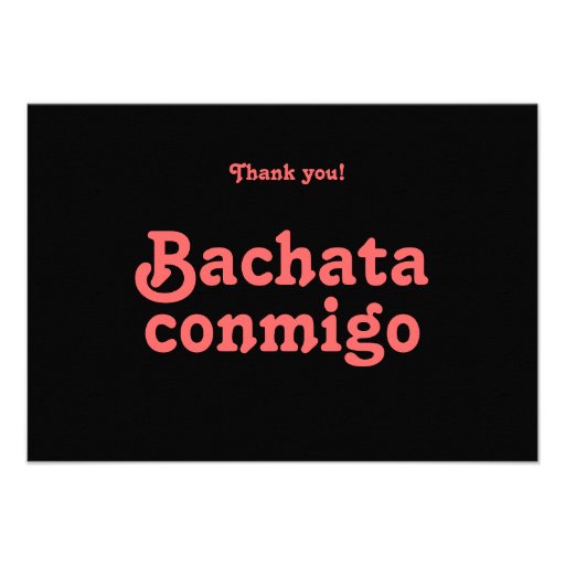 Bachata Conmigo Latin Dance Thank You Cards 3.5" X 5" Invitation Card