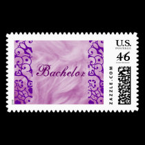 Bachelor Art Deco Purple Plume Postage stamps