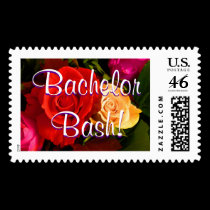 Bachelor Bash - Red Yellow Rose Postage stamps