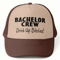 Bachelor Crew Drink Up Bitches Black Mesh Hat