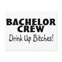 Bachelor Crew Drink Up Bitches Black Postcards