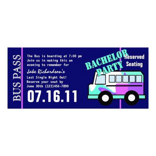 Bachelor Party Bus Pass Personalized Announcement