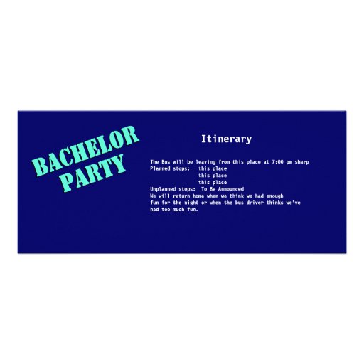Bachelor Party Bus Pass Personalized Invites