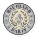 Bachelor Party Crest Design stickers by TeeShirtsTShirts Bachelor Party Crest Design stickers