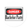 Bachelor Party Danger Round Sticker