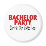 Bachelor Party Drink Up Red Black Fridge Magnets