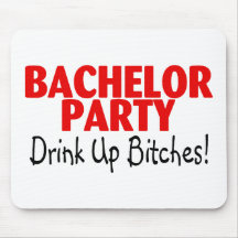Bachelor Party Drink Up Red Black Mousepads