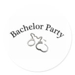 Bachelor Party Handcuffs Round Stickers