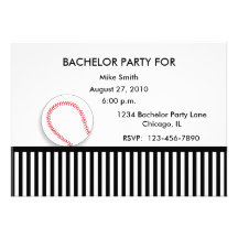 Bachelor Party Invitation Black White Baseball