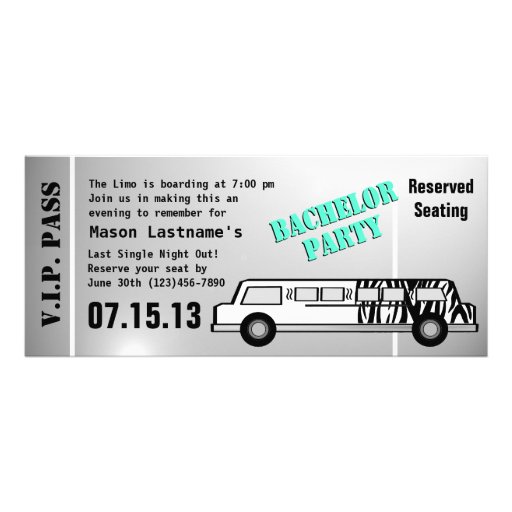 Bachelor Party Limo Pass Custom Announcement