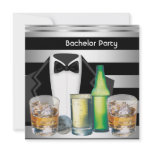 Bachelor Party Mens Drinks Tuxedo Black Silver Personalized Announcements