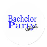 Bachelor Party Official Blue Round Sticker