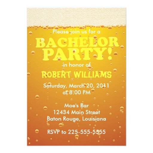 Bachelor Party Personalized Invitations
