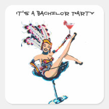 Bachelor Party Vegas Casino Showgirl Square Stickers