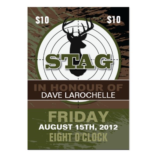 Bachelor / Stag Tickets Business Card Template (front side)