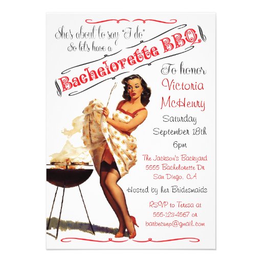 Bachelorette BBQ Barbecue party invitation