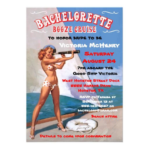 Bachelorette Booze Cruise Party Invitations