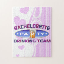 bachelorette drinking team party bridal wedding jigsaw puzzles