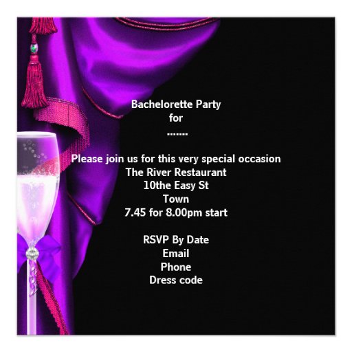 Bachelorette Leopard Purple Masked Champagne Custom Invitations