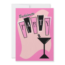 Bachelorette Martini Pink Custom Invitations