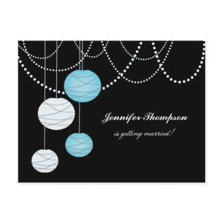 Bachelorette Party Aqua Blue Lanterns Invite Card postcard