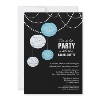 Bachelorette Party Aqua Blue Paper Lanterns Invite invitation