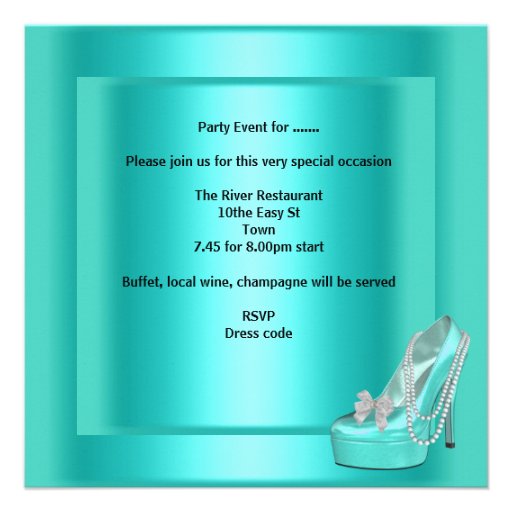 Bachelorette Party Aqua Teal Blue Turquoise Shoes Custom Announcements