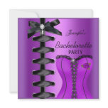 Bachelorette Party Black Purple Diamond Corset Tie Personalized Announcements