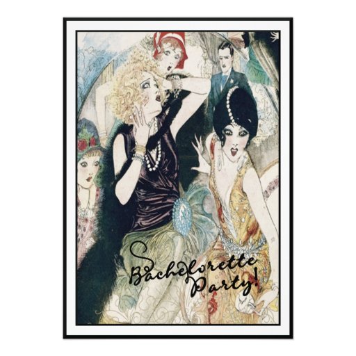 Bachelorette Party Bridal Mayhem Vintage Art Deco Invites (front side)
