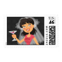 Bachelorette Party Bride Cartoon Stamp by bridalboutique Bachelorette Party Bride Cartoon Stamp