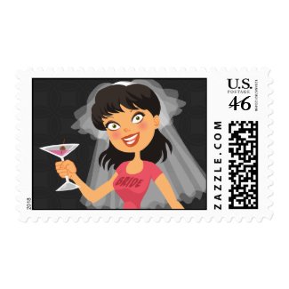 Bachelorette Party Bride Cartoon Stamp stamp